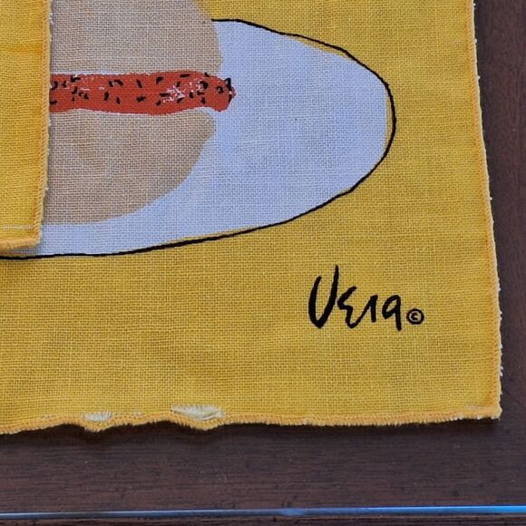 Vera Neumann Walt’s Cafe FOUR Cloth Napkins Table Linens Vintage Kitsch Decor - Picture 16 of 16